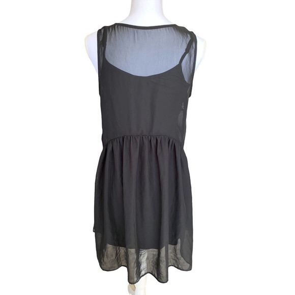Express Dress Womens Sz Medium Black Top Layer Sheer Full Cami Lace Sleeveless - Picture 3 of 10